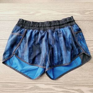 Lululemon 4" Running Shorts 6 Blue Black Lined Pull-On Running Outdoor Pockets‎